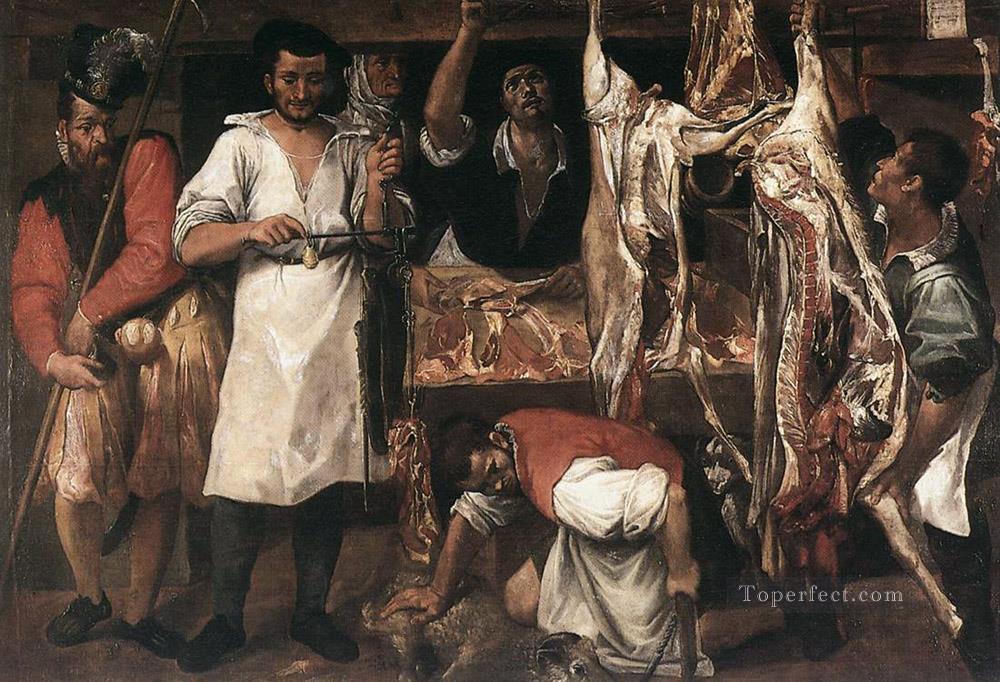 Butchers Shop Baroque Annibale Carracci Oil Paintings